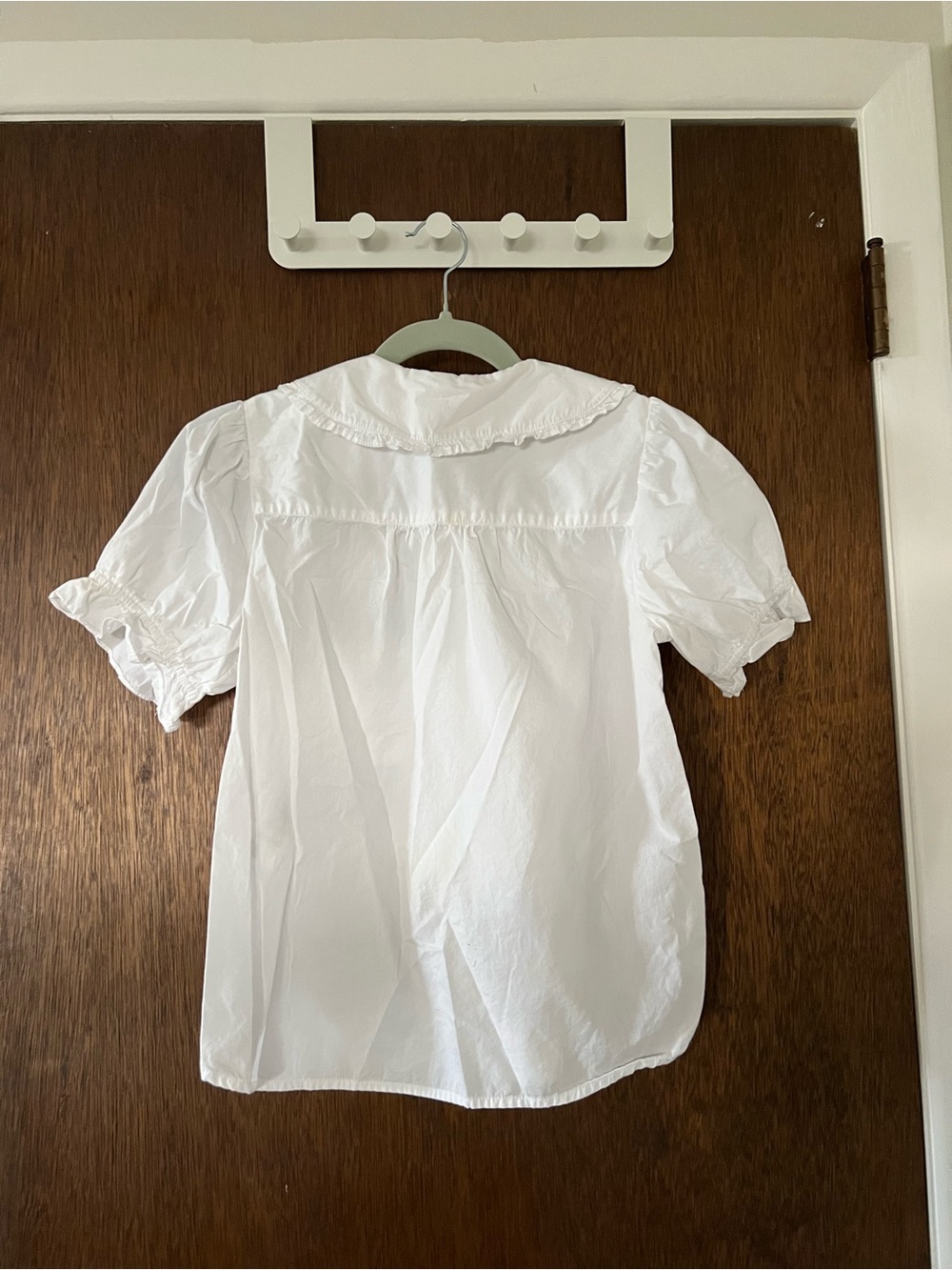 Pilcro White Ruffled Peter Pan Collar Button-Up Top - Picture 3 of 3